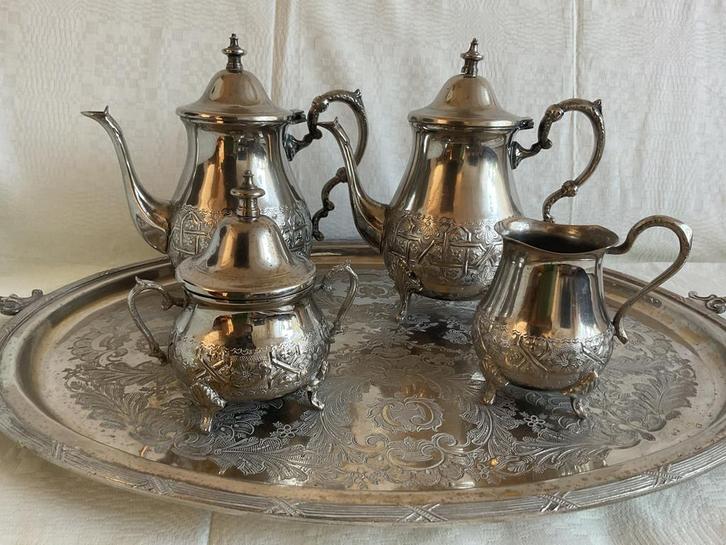 Zilveren verzilverd koffieservies theeservies, Antiek en Kunst, Antiek | Servies compleet, Ophalen of Verzenden