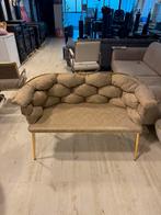 Wafy fluwelen bank metalen poten beige, Ophalen of Verzenden, Nieuw, 75 tot 100 cm