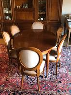 Tafel met 6 stoelen en wandmeubel in kerselaar, Ophalen, Gebruikt, Klassiek, 4 tot 6 stoelen