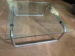 Mid-century buisframe chroom salontafel glazen blad., Ophalen, Gebruikt, 50 tot 100 cm, 50 tot 100 cm