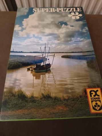 Super-Puzzle 1000 stukjes - Boot op het water beschikbaar voor biedingen