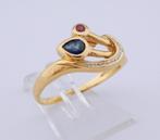 18 karaat Gouden Damesring Ring met Diamant Saffier Robijn, Jw, Verzenden, Nieuw, Kleiner dan 17