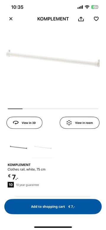 Ikea pax komplement clothes rails beschikbaar voor biedingen