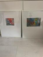 2x Abstract Schilderij in Lijst 41.5x51,5 - Modern Kunstwer, Ophalen