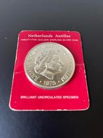 Zilveren 25 gulden Nederlandse Antillen 1976, Postzegels en Munten, Munten | Europa | Euromunten, Overige waardes, Ophalen of Verzenden