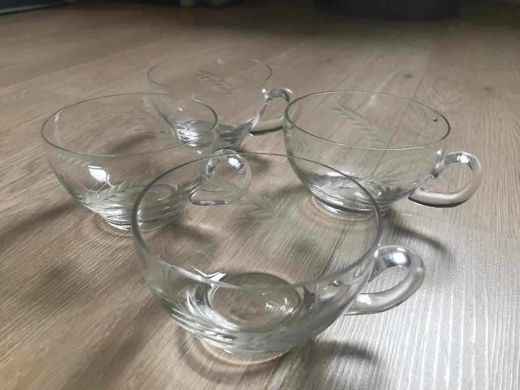 4 antieke theeglazen, Antiek en Kunst, Antiek | Glas en Kristal, Ophalen of Verzenden