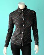Vintage jaren 70 blouse n zwart met blokje maat 36, Zwart, Ophalen of Verzenden, Vintage, Maat 36 (S)