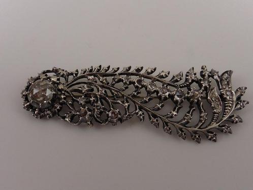 Zilveren broche met roosdiamant                          Z41, Sieraden, Tassen en Uiterlijk, Broches, Gebruikt, Zilver, Zilver