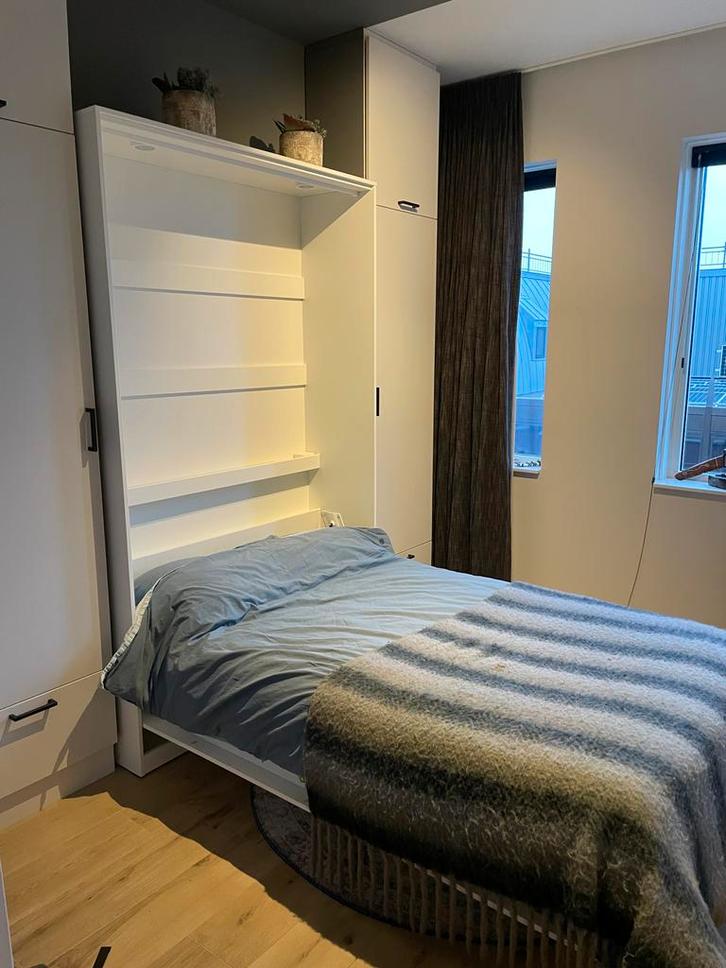 Verticaal opklapbed 120x200, Huis en Inrichting, Slaapkamer | Bedden, Zo goed als nieuw, Twijfelaar, 120 cm, 200 cm, Overige materialen