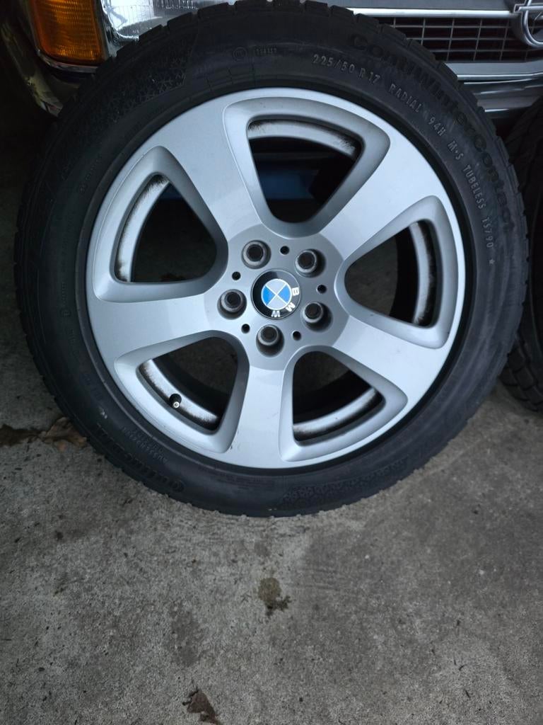 BMW 5 Serie E60 Velgen met Winterbanden 225/50 R17, Ophalen, Gebruikt, Banden en Velgen, 17 inch