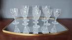 3 wijnglazen met 6 aperitief glaasjes,geslepen, Antiek en Kunst, Ophalen of Verzenden