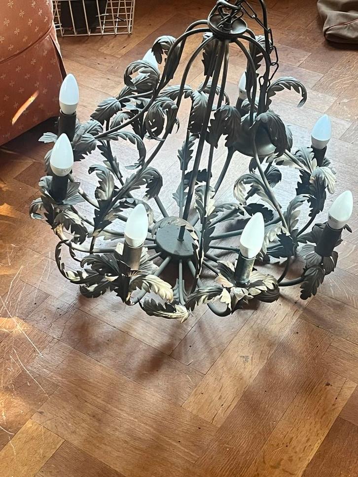 Vintage kroonluchter met bladeren, Huis en Inrichting, Lampen | Kroonluchters, Gebruikt, Metaal, Ophalen