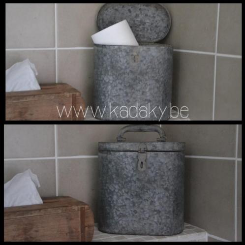 BEWAARBLIK (wc-rollen) ~zink met deksel~ LANDELIJK-STOER, Huis en Inrichting, Badkamer | Badtextiel en Accessoires, Nieuw, Overige typen