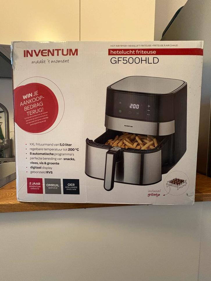 Inventum GF500HLD Heteluchtfriteuse - 5 Liter, Witgoed en Apparatuur, Frituurpannen, Nieuw, 4 liter of meer, Uitneembare binnenpan