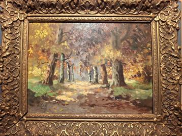 Oud schilderij op paneel: "bosperceel"  van A van Eck/Eek? beschikbaar voor biedingen