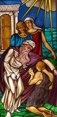 Glas in Lood Raam - De Verloren Zoon -, Antiek en Kunst, Antiek | Religie, Ophalen