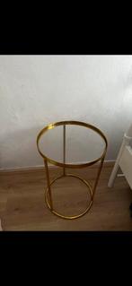 Prachtige Gouden bijzettafel met glasplaat  (nieuw), Ophalen of Verzenden