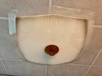 Vintage Plafondlamp Glas/Hout, Verzenden, Gebruikt, Glas