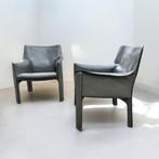 set 2x Mario bellini CAB armchair Lounge model 414 Cassina, Ophalen of Verzenden, Gebruikt, Metaal