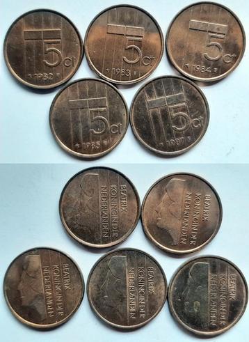 5 x 5 cent 1982-1987 beschikbaar voor biedingen