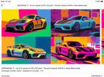 4 Luik Porsche zeefdruk in warhol style origineel, Ophalen of Verzenden