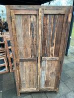 Stoere hoge kast van grof hout met 3 planken, Huis en Inrichting, Kasten | Wandmeubels, Ophalen, Met deur(en), Teakhout, Nieuw