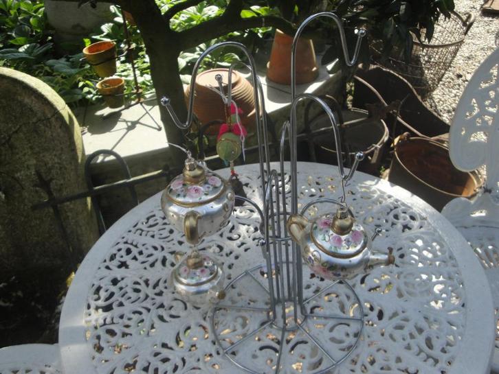 theepotjes handbeschilderd  meander, Antiek en Kunst, Curiosa en Brocante, Ophalen of Verzenden