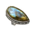 zilveren Ring Labradoriet  Edelsteen, Overige kleuren, Verzenden, Nieuw, 17 tot 18