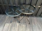 2 Glazen Bistro Tafels - Tuin/Terras, Ophalen, Gebruikt, Rond, Metaal