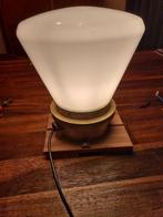 Antieke Koperen Scheepslamp met Melkglazen Kap, Ophalen of Verzenden, Gebruikt, Glas, Vintage