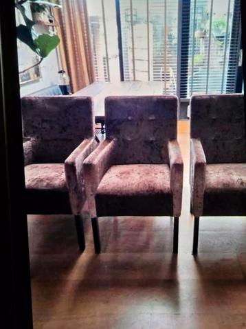 3 croco velvet fauteuils bruinachtig kleur beschikbaar voor biedingen