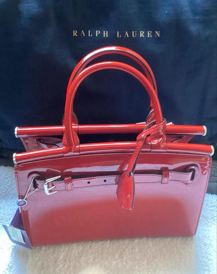 Ralph Lauren Prachtige Rode lak lederen RL50  Handtas, Sieraden, Tassen en Uiterlijk, Tassen | Damestassen, Nieuw, Handtas, Rood
