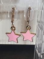 Roze sterren oorbellen goudkleurig, Sieraden, Tassen en Uiterlijk, Oorbellen, Verzenden, Zo goed als nieuw, Roze, Overige materialen