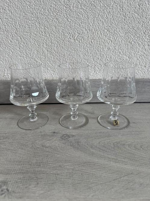 Set 3 klassieke kristallen glazen voor likeur bv (Zwiesel), Verzamelen, Glas en Borrelglaasjes, Zo goed als nieuw, Overige typen