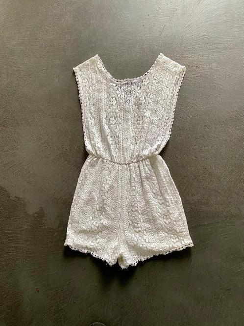 J395 Wit kant kort jumpsuit maat XS=34 overall korte broek, Kleding | Dames, Jumpsuits, Zo goed als nieuw, Maat 34 (XS) of kleiner