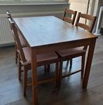 Ikea 4p eettafel incl stoelen en kussentjes, Ophalen, Gebruikt, 100 tot 150 cm, 50 tot 100 cm