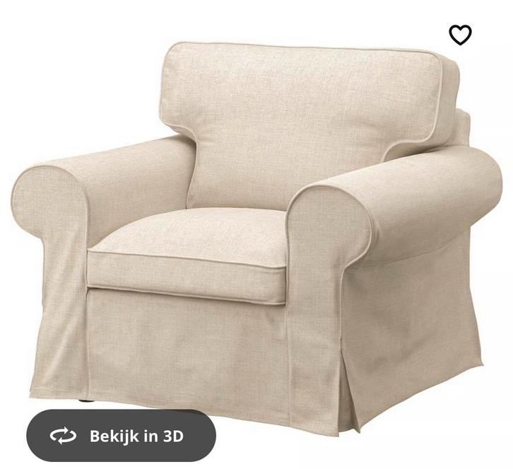 EKTORP Fauteuil Lichtbeige, Huis en Inrichting, Fauteuils, Zo goed als nieuw, Stof, 100 tot 125 cm, 75 tot 100 cm, Ophalen