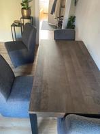 Tafel 160x90 cm met 4 leuke stoelen, Huis en Inrichting, Tafels | Eettafels, Ophalen, Gebruikt, 50 tot 100 cm, 150 tot 200 cm
