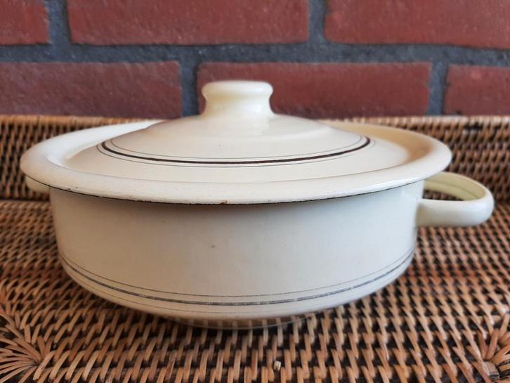 Serveer pan met deksel, Antiek en Kunst, Antiek | Emaille, Ophalen of Verzenden