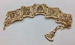 Vintage armband goud verguld chinese afbeeldingen uit 1950, Verzenden, Goud, Armband, Verguld