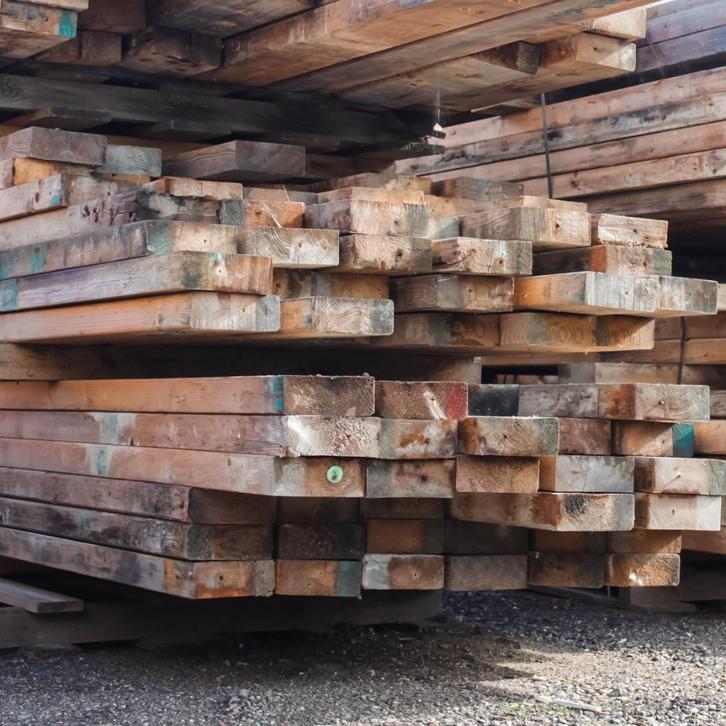 Geschaafde vuren balken, Doe-het-zelf en Verbouw, Hout en Planken, Gebruikt, Balk, Overige houtsoorten, Minder dan 200 cm, 50 mm of meer