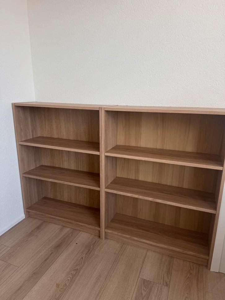 2 IKEA Billy boekenkasten - oak - voor een prikkie!, Huis en Inrichting, Kasten | Boekenkasten, Gebruikt, 50 tot 100 cm, 200 cm of meer