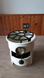 EMAILLE CRÈME/WIT 1 PITS PETROLEUMSTEL., Antiek en Kunst, Ophalen of Verzenden