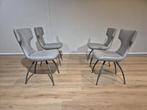4x Leolux Callas-Eetkamerstoelen - Grijs - Leder-Nieuwstaat, Huis en Inrichting, Stoelen, Ophalen of Verzenden, Zo goed als nieuw