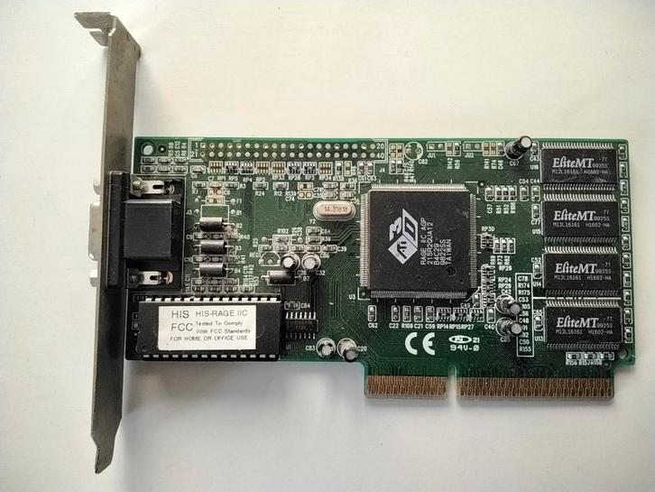 AGP videokaart met ATI rage2c grafische chip, Computers en Software, Vintage Computers, Ophalen of Verzenden