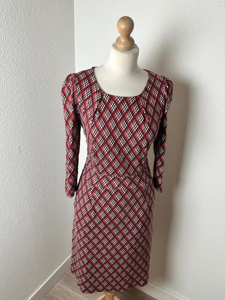 King Louie maat L rode geruite mona jurk retro 2744, Kleding | Dames, Jurken, Zo goed als nieuw, Maat 42/44 (L), Rood, Knielengte
