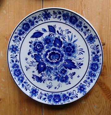 3 wandborden Delfts blauw handwerk bloemen 19 cm