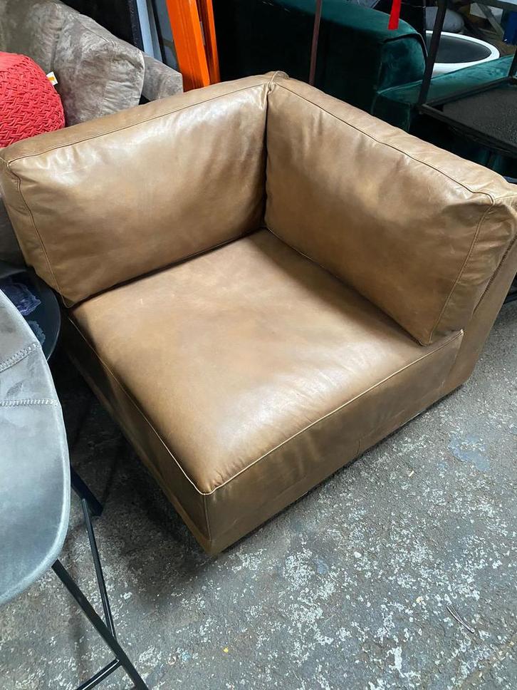 Comfortable bruine hoek fauteuil/ stoel, Huis en Inrichting, Banken | Sofa's en Chaises Longues, Zo goed als nieuw, 75 tot 100 cm