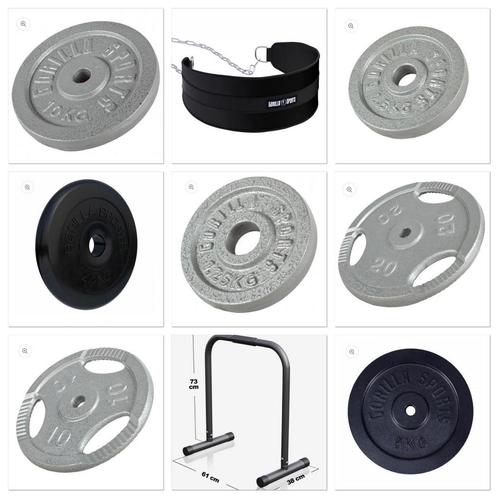 Grote sportset 21 stuks Halterschijven Dipgordel Dip Bar, Sport en Fitness, Fitnessmaterialen, Zo goed als nieuw, Halterschijven