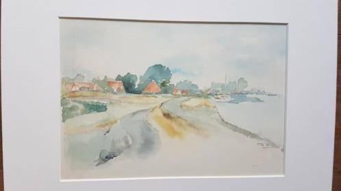 Aquarel met voorstelling van de dijk bij Uitdam., Ophalen